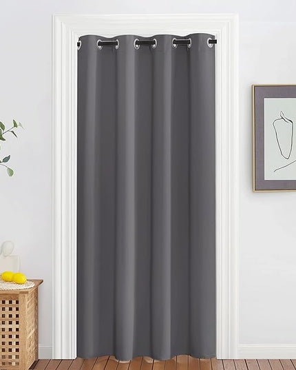 NICETOWN Grey Blackout Curtain & Drape for Doorway - Grommet Privacy Door Curtains Noise Reducing Thermal Insulated Window Treatment for Bedroom/Living Room (1 Panel, W52 x L78)