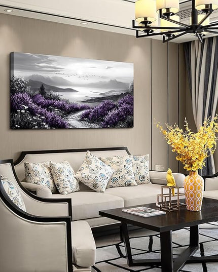 KELIYUAN Large Canvas Wall Artwork Home Decoration Painting Black And White Landscape Modern Print Painting Living Room Decor And Bedroom Office Wall Decoration Natural Scenery Mural 24 X 48 Inches