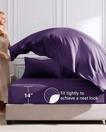 CozyLux Full Size Comforter Sets Purple - 7 Pieces Bed in a Bag Full, Luxury Soft Bed Set for All Seasons, Bedding Set with Down Alternative Comforter, Sheets, Pillowcases & Shams