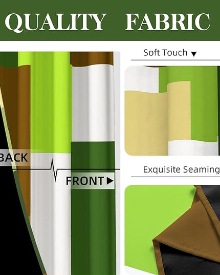 Avocado Green 100% Blackout Curtains for Bedroom 84 inch Long 2 Panels Set White Modern Abstract Geometric Black Out Curtains Insulated Room Darkening Window Drapes for Living Room, 52Wx84L