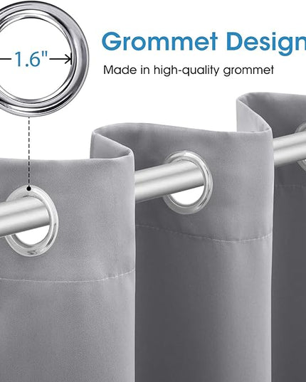 HOMEIDEAS Blackout Curtains for Bedroom 52 X 84 Inch Long 2 Panels Set Light Grey/Gray Room Darkening Curtains/Drapes, Soundproof Thermal Grommet Window Curtains for Living Room