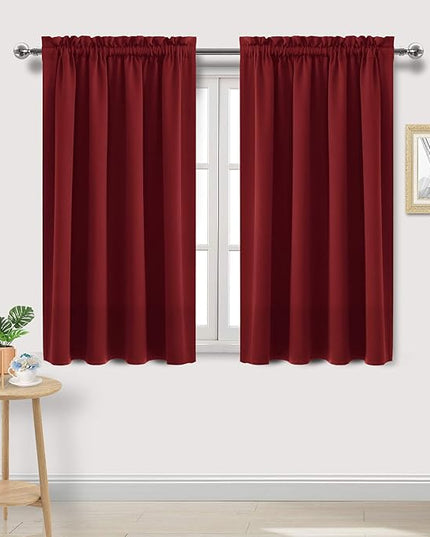 DWCN Christmas Burgundy Room Darkening Blackout Curtains - Thermal Insulated Privacy Energy Saving Window Curtain Drapes 52 x 54 inch Length, Set of 2 Bedroom Living Room Curtains