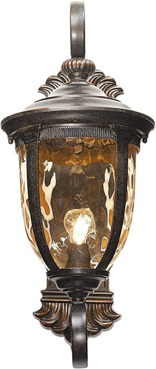 John Timberland Bellagio European Outdoor Wall Light Fixture Bronze Scroll 24" Champagne Hammered Glass Decor for Exterior House Porch Patio Outside Deck Garage Yard Front Door Garden Home