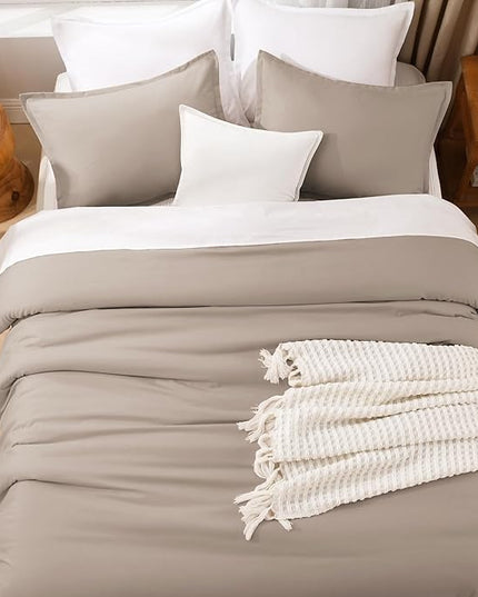 Litanika California King Comforter Set Light Coffee - 3 Pieces Cal King Lightweight Soft Plain Bed Comforter, Oversized Down Alternative Bedding Set - Machine Washable (104x96In, 2 Pillowcases)