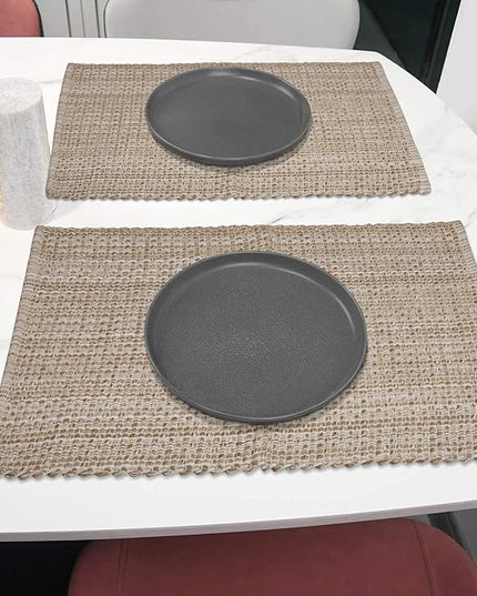 Urban VillaPlacemats for Dining Table 100% CottonPlacemats 14''x20'' Over Sized Tablemats Set of 6 Placemats Egg Shell Two Tone Tablemats for Family Dinners Wedding Parties Everyday UsePlacemats