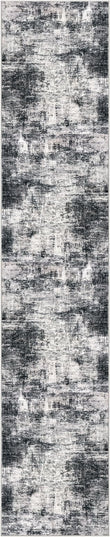 IOHOUZE Abstract Runner Rug 3x12 Ft Washable Runners for Hallways, Non Slip Kitchen Runner Printed Faux Wool Entryway Runner Indoor, Modern Abstract Floor Carpet for Hall Kitchen, Black Grey