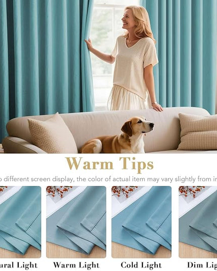 H.VERSAILTEX Thermal Insulated Blackout Drapes Soft and Smooth Microfiber Formaldehyde-Free Curtains for Nursery,Grommet Window Panels,52 by 84 - Inch - Aqua - Set of 2