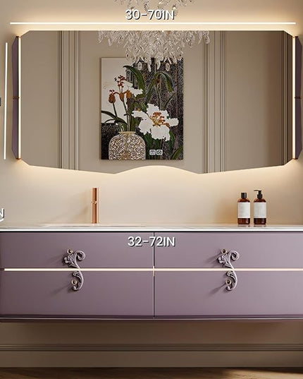 Bathroom Vanity with Sink - Including Defogging & Led Lights, Modern Bathroom Cabinet with 3 Drawers & Lipstick Box | Floating Bathroom Vanities Have Exquisite Handles (Mirrored Cabinet, 48'')