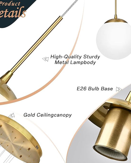 KoKo&Yukina 12-Light Gold Mid Century Modern Chandelier for Living Room Staircase Chandelier for Entryway Globe Milky White Glass Pendant Light High Ceiling Chandeliers Foyer (Bulb & Remote Incl.)