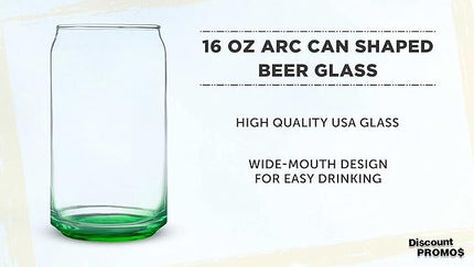 DISCOUNT PROMOS Beer Can Glasses Set of 10, 16 oz. Pint Sized, Soda Can Shape, Glassware, Green