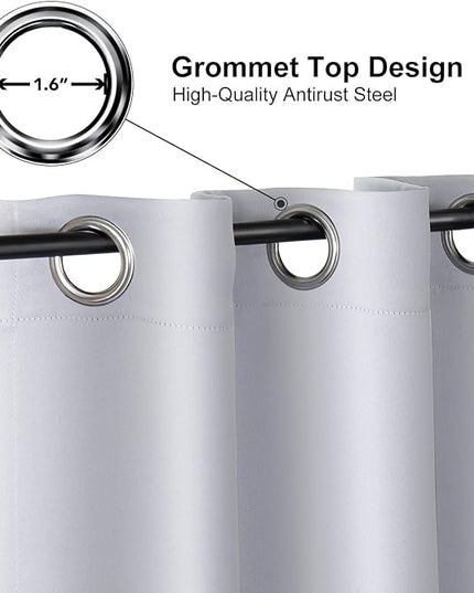 ChrisDowa Grommet Room Darkening Curtains for Bedroom and Living Room - 2 Panels Set Thermal Insulated Blackout Curtains (Greyish White, 52W x 45L)