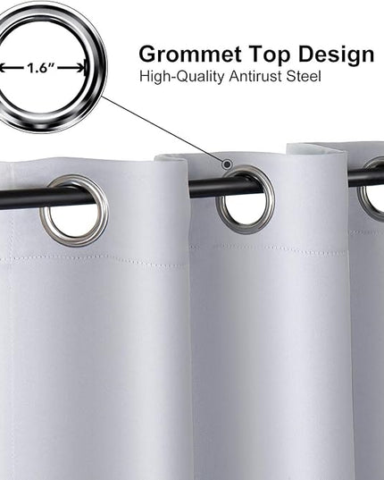 ChrisDowa Grommet Room Darkening Curtains for Bedroom and Living Room - 2 Panels Set Thermal Insulated Blackout Curtains (Greyish White, 52W x 72L)