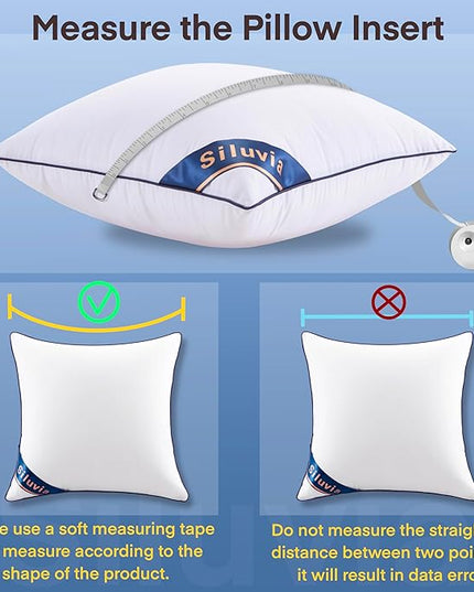Siluvia 28"x28" Pillow Insert Set of 2 Square Throw 28 Pillows with 100% Cotton Cover for Sofa, Couch, and Bed - White