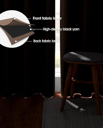 HOMEIDEAS Blackout Curtains for Bedroom 52 X 96 Inch Long 2 Panels Set Cappuccino Room Darkening Curtains/Drapes, Thermal Grommet Taupe Window Curtains for Living Room