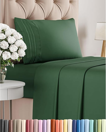 Twin Size 3 Piece Sheet Set - Comfy Breathable & Cooling Bed Sheets Set - Hotel Luxury Bedding for Women, Men, Kids, Teens, Boys & Girls - Deep Pockets, Soft, Wrinkle Free - Oeko-Tex - Emerald Green