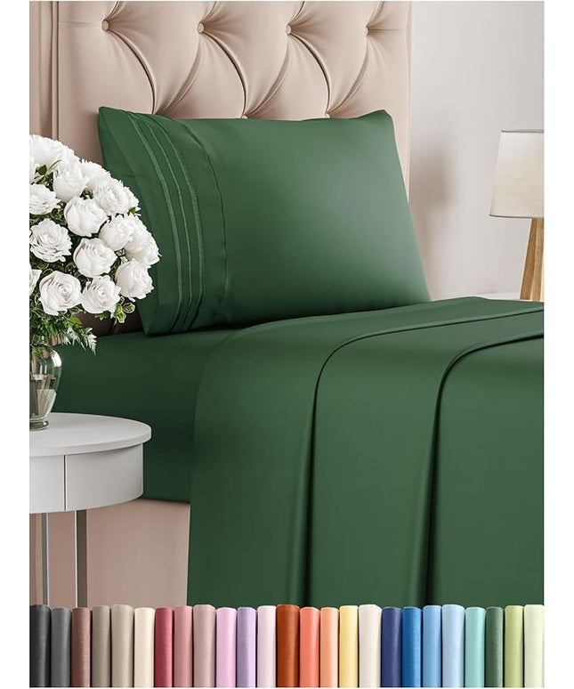 Twin Size 3 Piece Sheet Set - Comfy Breathable & Cooling Bed Sheets Set - Hotel Luxury Bedding for Women, Men, Kids, Teens, Boys & Girls - Deep Pockets, Soft, Wrinkle Free - Oeko-Tex - Emerald Green