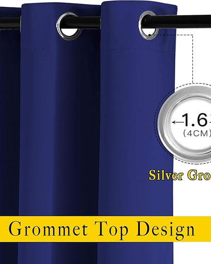NICETOWN Blackout Curtains and Drapes for Living Room - Extra Long Room Darkening Thermal Insulated Solid Window Blackout Draperies (Navy Blue, 1 Pair, 52 x 95-Inch)