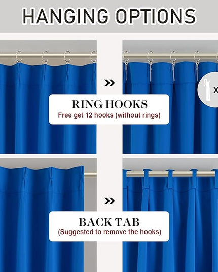 DONREN Klein Pinch Pleated Blackout Curtains with Hooks - 94 inch Length Room Darkening Thermal Insulated Window Curtain Panels for Living Room Bedroom 2 Panel 40" Wx94 L