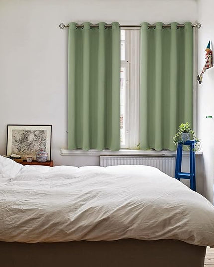 BGment Room Darkening Curtains 54 Inches Long - Grommet Thermal Insulated Drapes Window Treatment Curtains for Bedroom, 2 Panels, 52 x 54 Inch, Grass Green