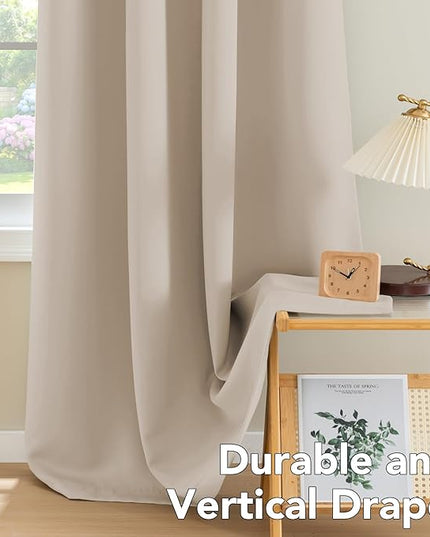H.VERSAILTEX Blackout Curtains for Bedroom Thermal Insulated Room Darkening Living Room Curtains 63 Inch Long Grommet Privacy Protection Window Curtain Panels/Drapes for Nursery, 2 Panels, Fog