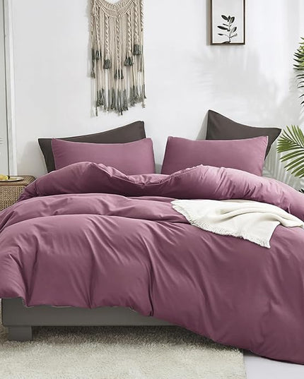 Luxlovery Purple Comforter Set Cal King Pale Mauve Bedding Comforter Set Dusty Purple Modern Elegant Solid Bed Blanket Soft Breathable Lilac Blanket Quilts 3 Piece Bedding Set for Women