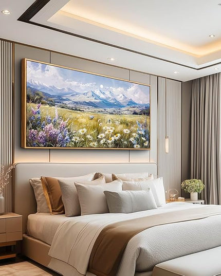 QIYILEXWART Large Wall Art For Bedroom Wall Decor For Living Room Office Decoration Range Grassland Landscape Painting Watercolour Pictures Canvas Artworks Ready To Hang Home Decor Wood Framed