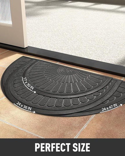 tchdio Door Mat Outdoor Indoor Entrance Doormat-Semicircular Durable Rubber Non Slip Front Door Mat for Outside Inside Entry Entryway Dirt Trapper WelcomeMat for Muddy Paws and Shoes-Grey 24”x36”