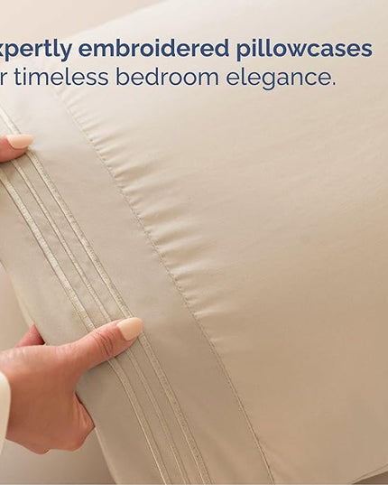Cal King Size 4 Piece Sheet Set - Comfy Breathable & Cooling Bed Sheets Set - Hotel Luxury Bedding for Women, Men, Kids, Teens, Boys & Girls - Deep Pockets, Ultra-Soft, Wrinkle Free - Oeko-Tex - Cream