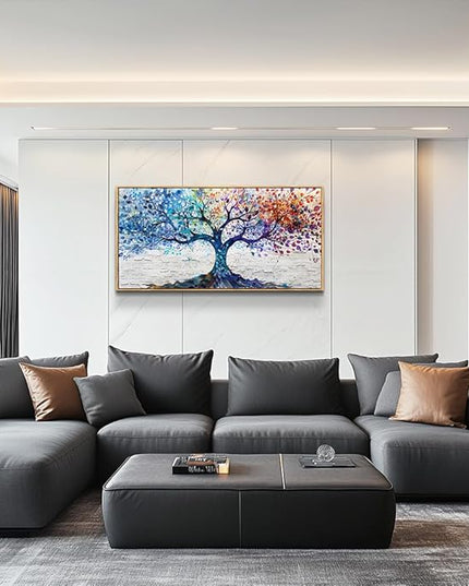 ERQINHUA Large Canvas Wall Art For Living Room Wood Framed Wall Decor For Bedroom Modern Office Decorations Colorful Wall Painting Tree Abstract Pictures Canvas Prints Artwork Home Decor 20x40 In
