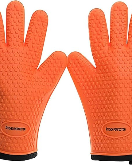 KITCHEN PERFECTION S Silicone Smoker Oven Gloves -Extreme Heat Resistant BBQ Gloves -Handle Hot Food Right on Your Grill Fryer Pit|Waterproof Oven Mitts |Superior Value Set+3 Bonuses