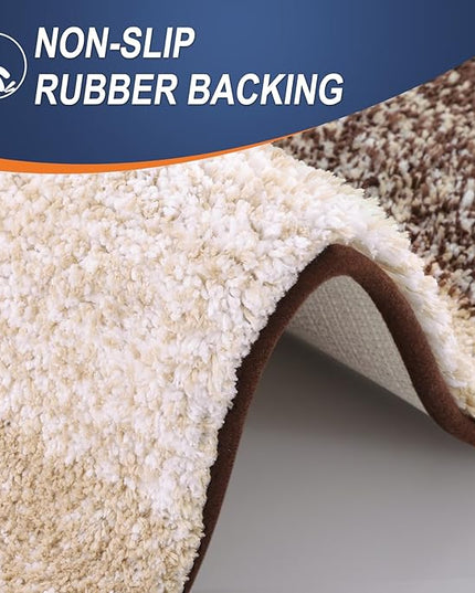 OLANLY Bathroom Rug Set 2 Piece, Soft Absorbent Microfiber Bath Rug Set, Non-Slip, Machine Wash Dry, Plush Shaggy Bath Mats for Bathroom (47"x20"+24"x16", Brown)