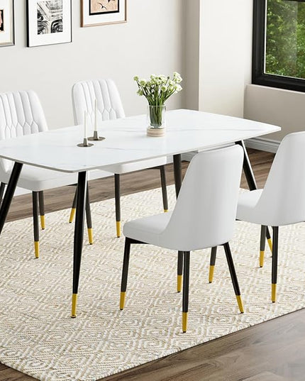 Dining Room Table Set for 4,Dining Table Set for 4, Sintered Stone Kitchen Table Top and Modern Chairs Set of 4 for Kitchen Dining Room