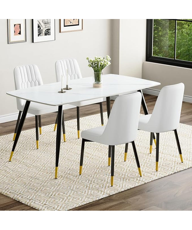 Dining Room Table Set for 4,Dining Table Set for 4, Sintered Stone Kitchen Table Top and Modern Chairs Set of 4 for Kitchen Dining Room