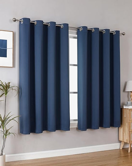 ChrisDowa Grommet Blackout Curtains for Bedroom and Living Room - 2 Panels Set Thermal Insulated Room Darkening Curtains (Stone Blue, 52W x 45L)