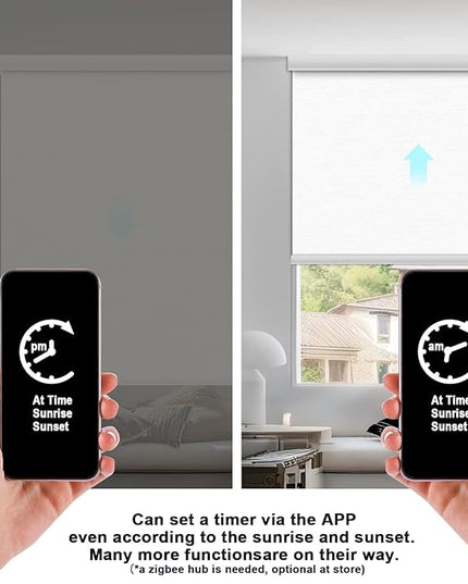 Motorized Blinds with Remote Smart Blackout Shades Electric Curtains Automatic Roller Blinds Shades for Indoor Windows Cordless with Alexa Google Home(Blackout Cream White,W58.5X H62)
