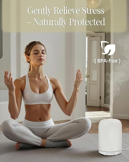 Essential Oil Diffuser – 2.4MHz Ultrasonic Aromatherapy Diffuser, Health Night Light, Timer & Auto Shut-Off, BPA-Free, 120ml Ceramic Oil Diffuser for Home, Office, or Spa, Yoga