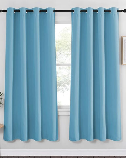 NICETOWN Blackout Curtain Panel for Window - Window Treatment Thermal Insulated Solid Grommet Blackout Drape for Bedroom (Teal Blue, Single Panel, 52 by 72 inches)