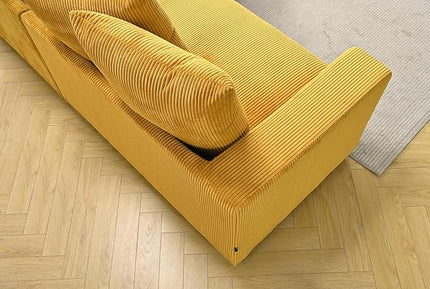Luxe Oversized Two-Piece Sectional Couches for Living Room, 102.4-Inch L Shaped Sofa with Chaise, Upholstered with Corduroy Fabric, Ginger Yellow -Left Facing