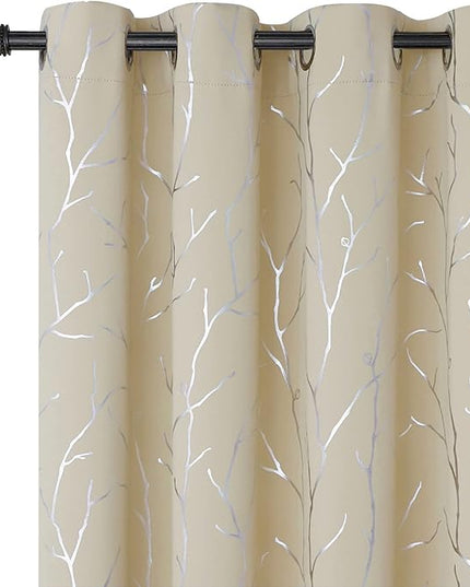 BUHUA Grommet Top Window Draps for Living Room Bedroom Curtains Energy Saving Room Darkening Impede Light Privacy Curtains, 52W x 54L, 2 Panels, Beige
