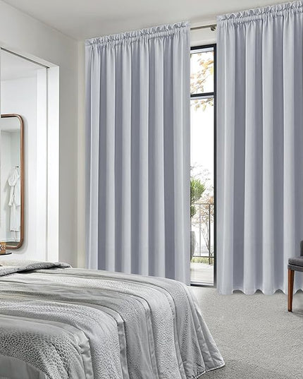 DWCN Blackout Curtains for Living Room Thermal Insulated, Energy Saving & Noise Reducing Bedroom Curtains, Silver Grey, W 70x L 84 Inch, Set of 2 Rod Pocket Curtain Panels