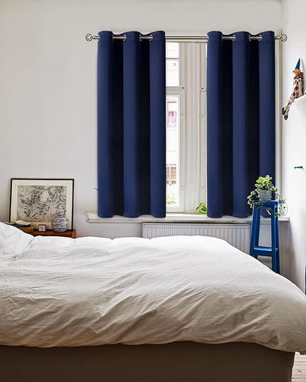 BGment Blackout Curtains for Bedroom - Grommet Thermal Insulated Room Darkening Curtains for Living Room, Set of 2 Panels (38 x 54 Inch, Navy Blue)