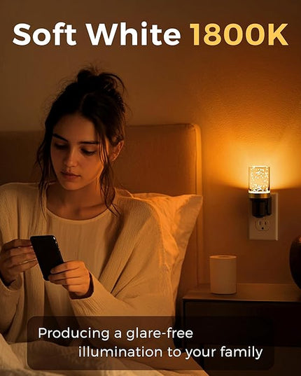 L LOHAS LED Night Light, Dimmable Night Lights Plug into Wall, 2 Pack Automatic Night Lights with Auto Light Sensor, Adjustable Brightness 1800K Amber LED Night Light, for Bedroom Hallway Home