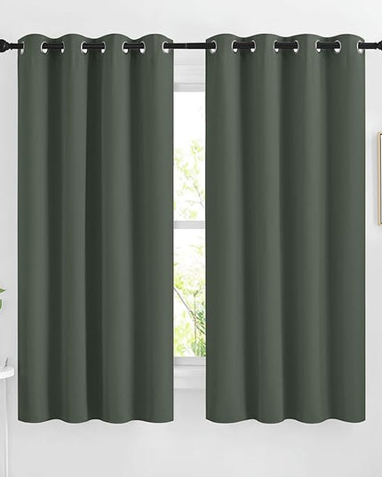NICETOWN Blackout Curtains for Bedroom, Grommet Solid Thermal Drapes Light Blocking Window Treatments Sound Reducing for Living Room, Dark Mallard, W46 x L63, 2 Panels