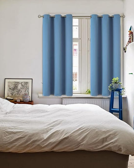 BGment Blackout Curtains for Bedroom - Grommet Thermal Insulated Room Darkening Curtains for Living Room, Set of 2 Panels (38 x 54 Inch, Faded Denim)
