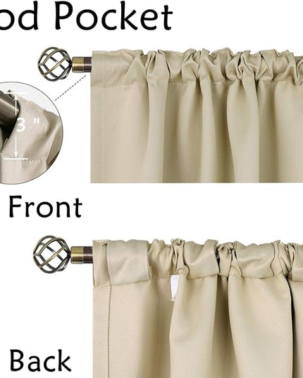 BGment Beige Blackout Curtains 84 inch - Thermal Tab Room Darkening Rod Pocket and Back Curtains for Bedroom/Living Room, 2 Panels Set, 52 x 84 Inch