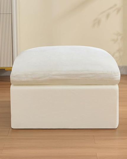 33.5'' Cloud Ottoman for Modular Sofa, Comfy Chenille Upholstered Footrest with Memory Foam, Fully Compressed Packaging, Oversized Ottoman Bench for Living Room or Small Space, Beige