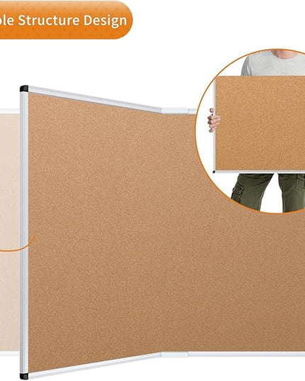 VIZ-PRO Cork Bulletin Board/Foldable Noticeboard, 36 X 24 Inches, Silver Aluminium Frame