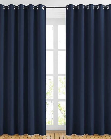 NICETOWN Blackout Curtain Panels 84 - Window Treatment Energy Saving Thermal Insulated Solid Grommet Blackout Drapes for Living Room (Navy, 1 Pair, 66 by 84-Inch)