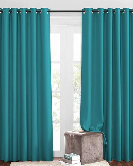NICETOWN Blackout Curtains and Drapes for Living Room - Thermal Insulated Solid Grommet Top Blackout Panels/Draperies for Kid's Room/Bedroom (Peacock Teal, 1 Pair, 80 x 84 Inch)