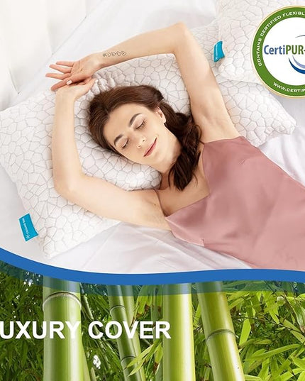 SUPA MODERN Cooling Bed Pillows for Sleeping 2 Pack Shredded Memory Foam Pillows Adjustable Pillow for Side Back Stomach Sleepers Luxury Gel Pillows Queen Size Set of 2 with Washable Removable Cover